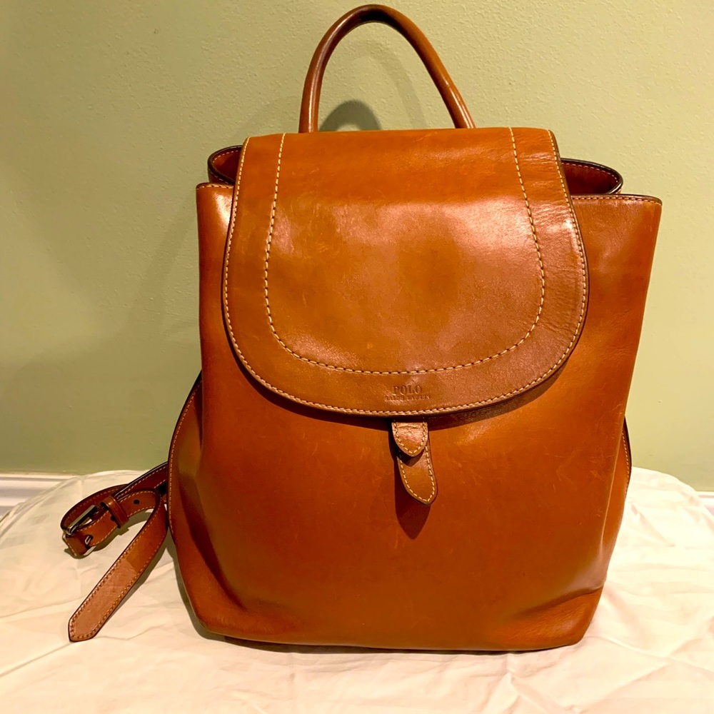 Polo Ralph Lauren Medium BACKPACK BROWN GENUINE LEATHER BAG